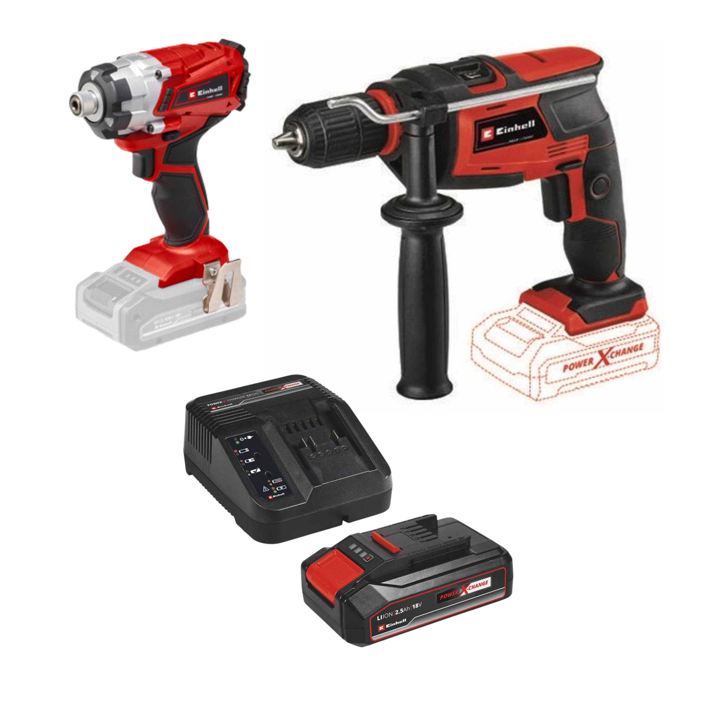 EINHELL PXC SET:TE-CI 18/1 Li-SOLO; TC-ID Li-SOLO; STARTER KIT 18V 2,5Ah